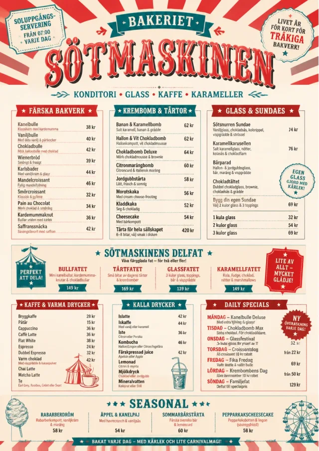 Carnival Treats bakery-menu menu template preview