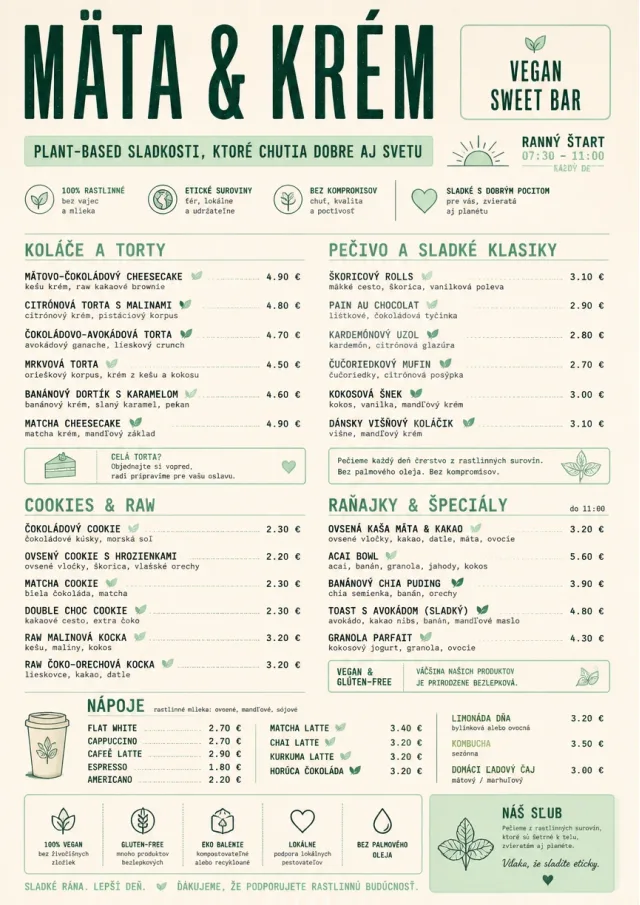 Vegan Sweet Bar bakery-menu menu template preview