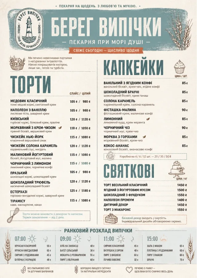Bakery Rustic bakery-menu menu template preview