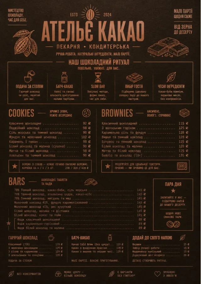 Chocolate Atelier bakery-menu menu template preview