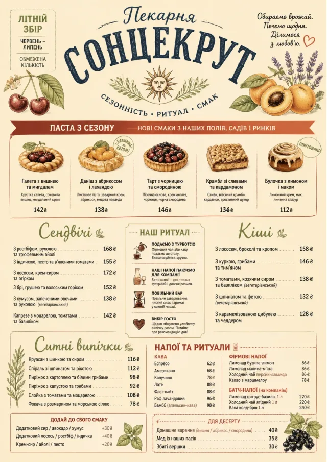 Seasonal Pastry bakery-menu menu template preview
