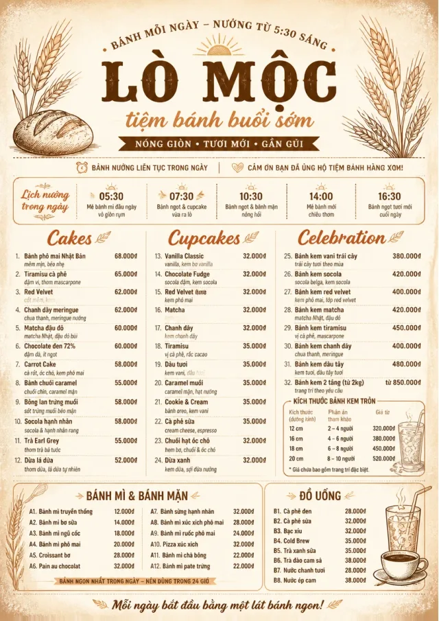 Bakery Rustic bakery-menu menu template preview