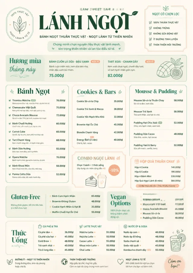 Vegan Sweet Bar bakery-menu menu template preview