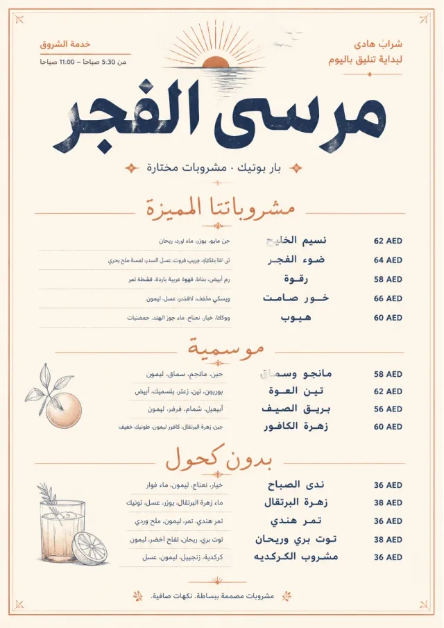 Boutique Pour Card bar-menu menu template preview