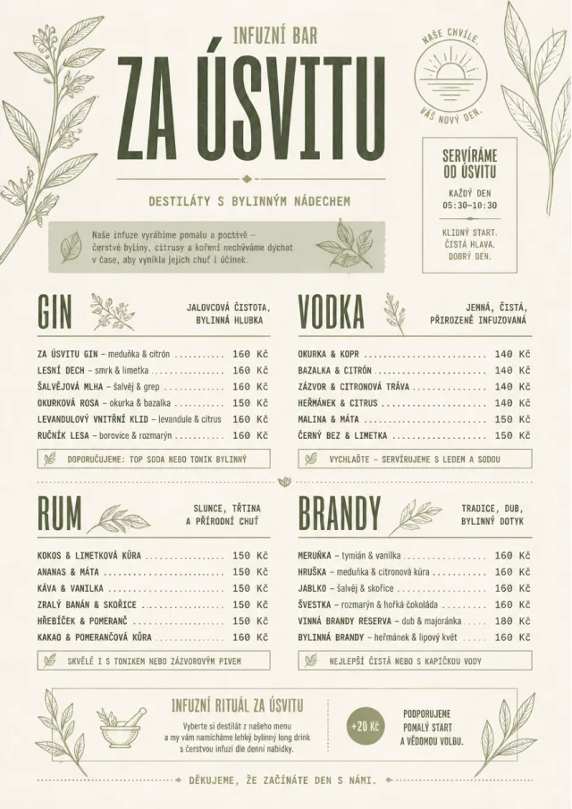 Botanical Infusion bar-menu menu template preview