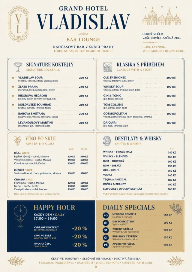 Luxury Hotel Lounge bar-menu menu template preview