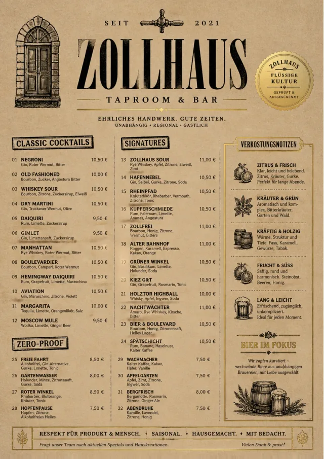 Heritage Taproom bar-menu menu template preview