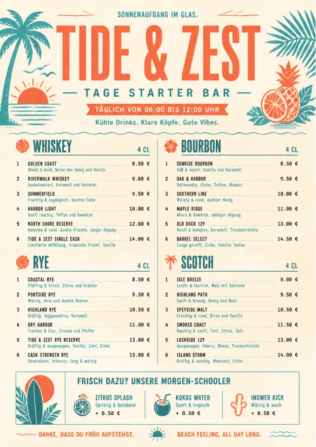 Tropical Refresh bar-menu menu template preview