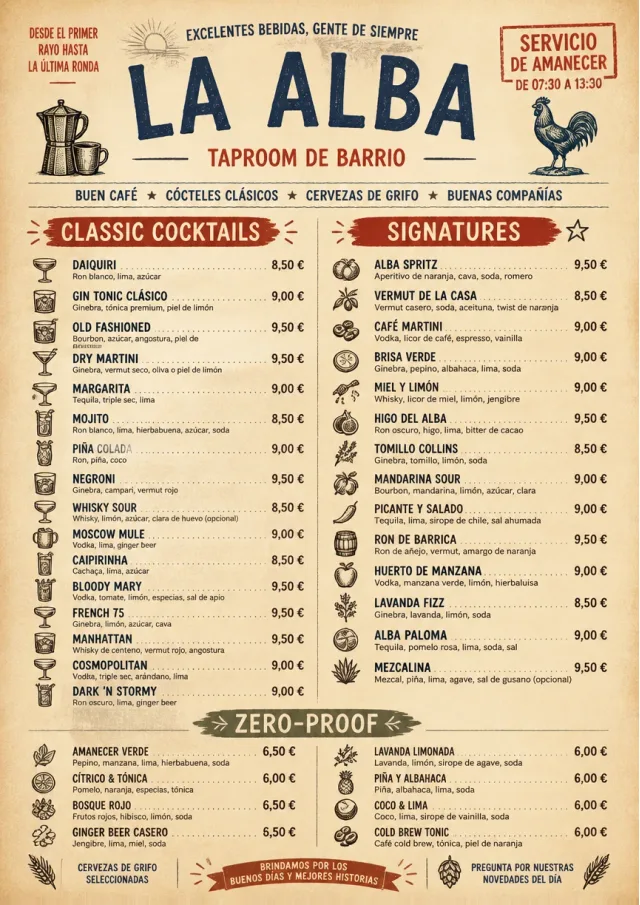 Heritage Taproom bar-menu menu template preview