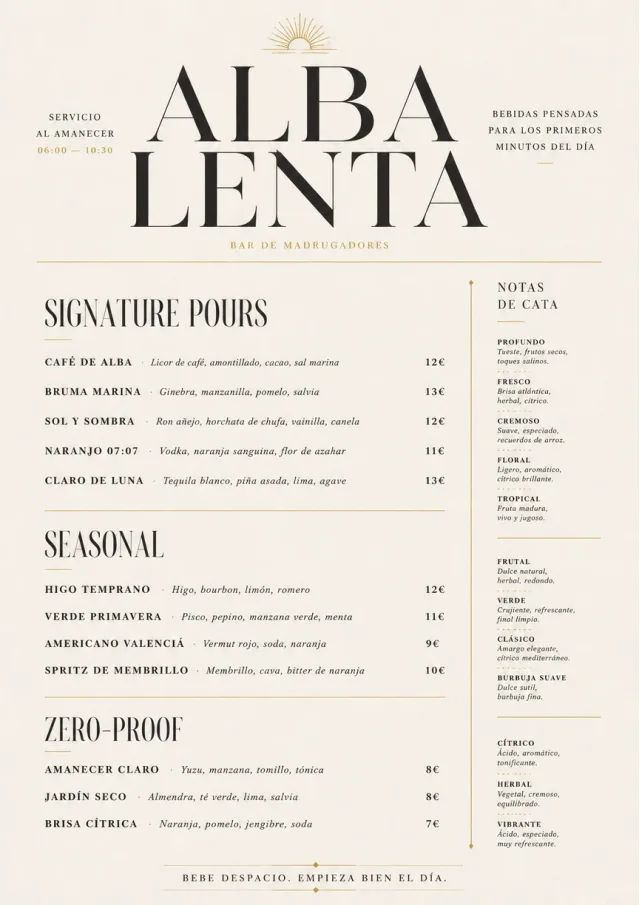 Boutique Pour Card bar-menu menu template preview