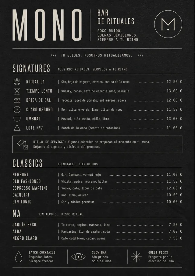 Mono Bar Minimal bar-menu menu template preview