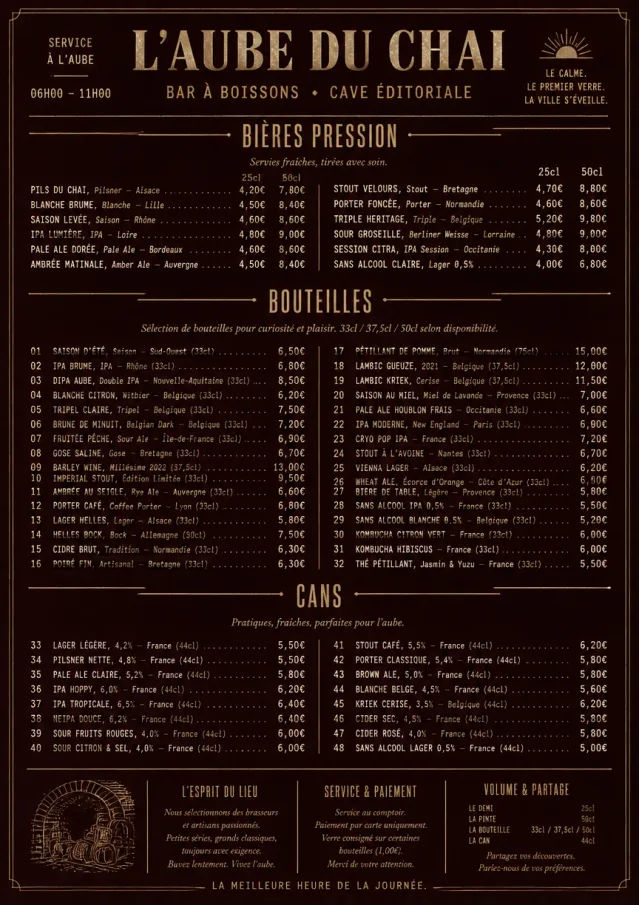 Editorial Cellar bar-menu menu template preview