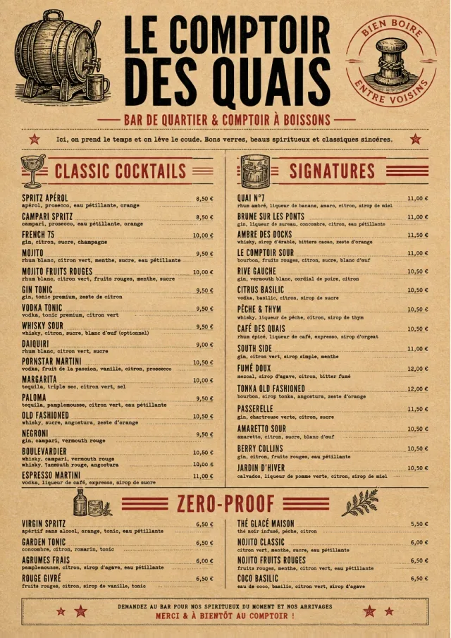 Heritage Taproom bar-menu menu template preview