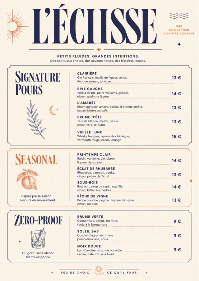 Boutique Pour Card bar-menu menu template preview