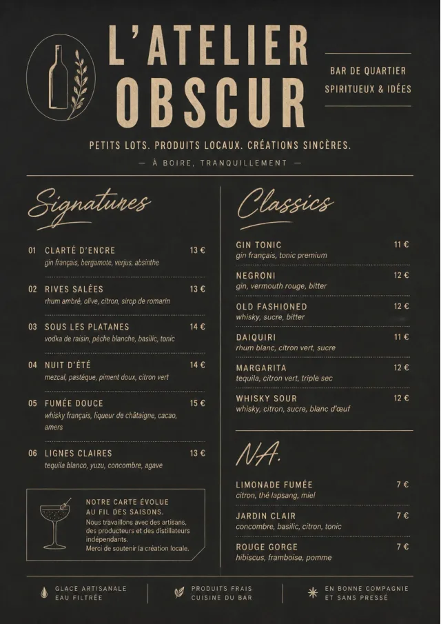 Mono Bar Minimal bar-menu menu template preview