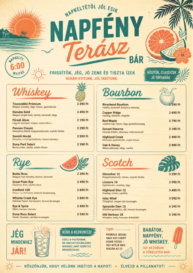 Tropical Refresh bar-menu menu template preview