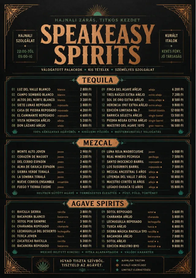 Speakeasy Spirits bar-menu menu template preview