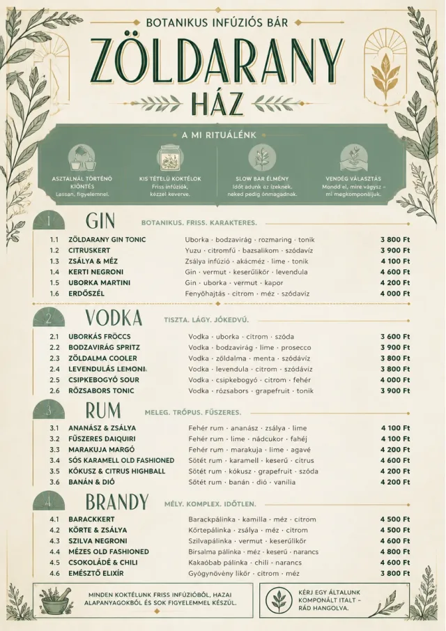 Botanical Infusion bar-menu menu template preview