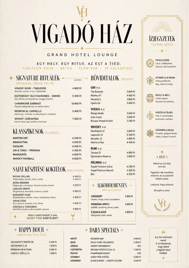 Luxury Hotel Lounge bar-menu menu template preview