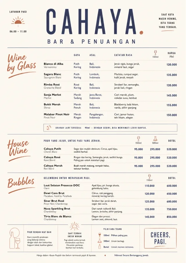 Modern Minimal Pour bar-menu menu template preview