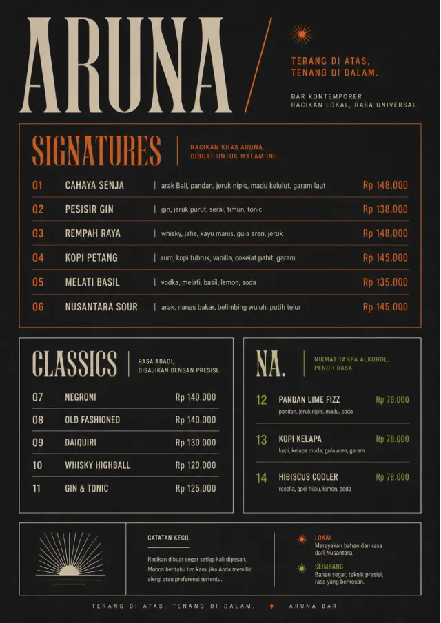 Mono Bar Minimal bar-menu menu template preview