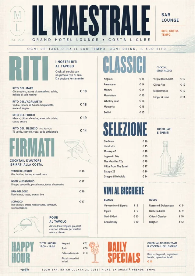 Luxury Hotel Lounge bar-menu menu template preview
