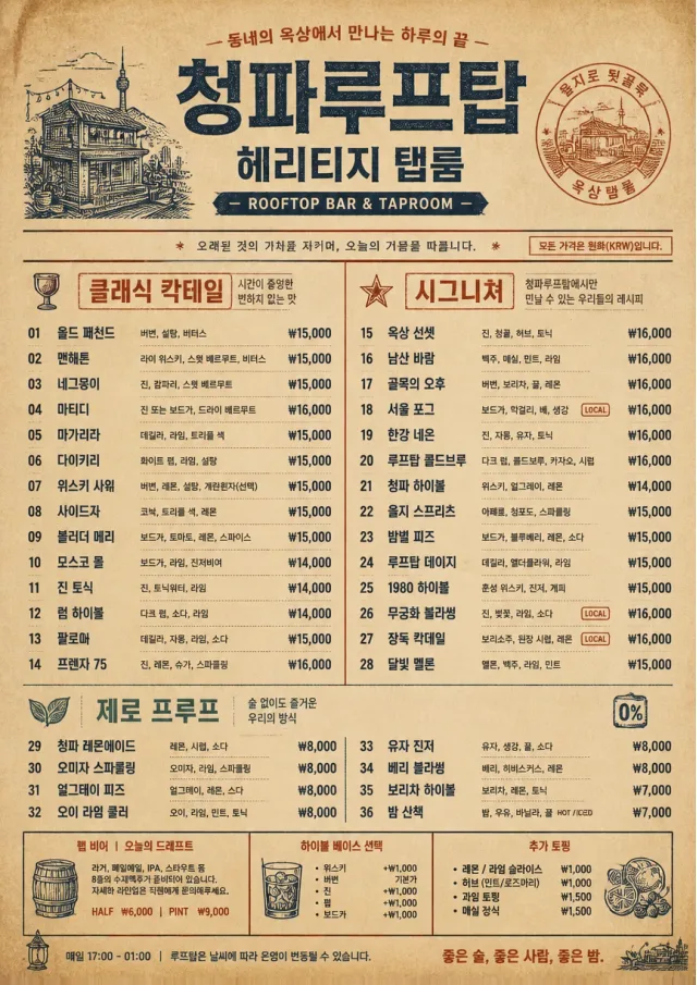 Heritage Taproom bar-menu menu template preview