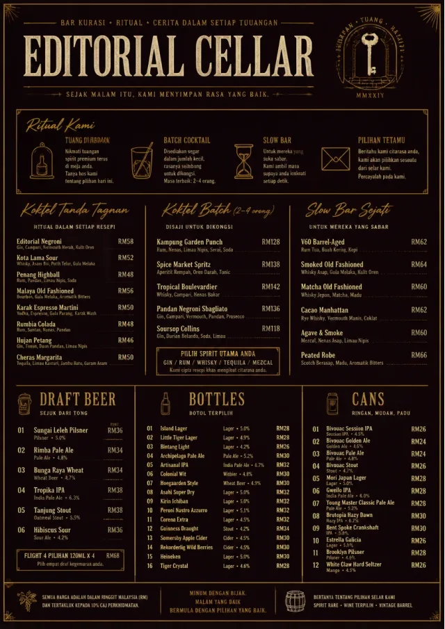 Editorial Cellar bar-menu menu template preview