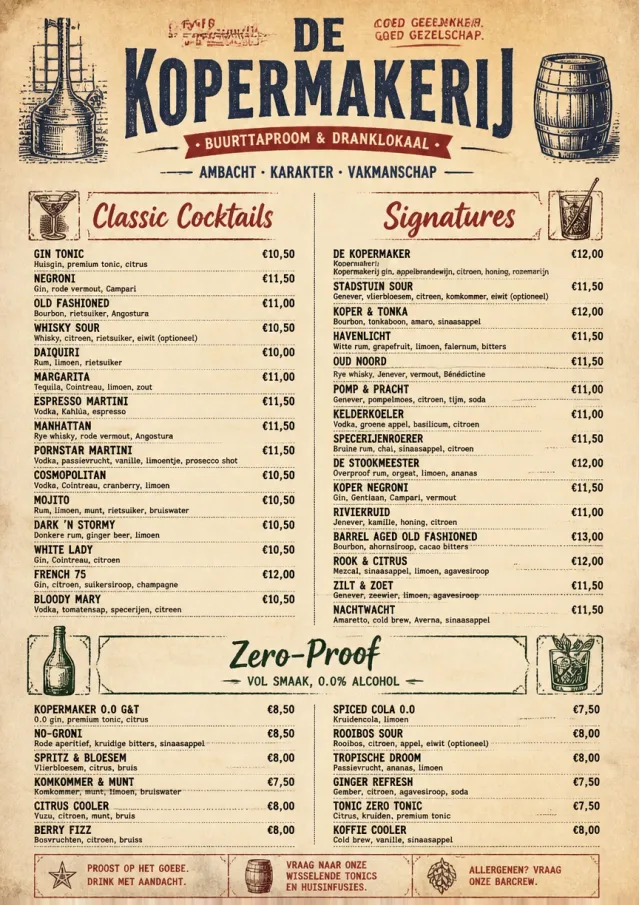 Heritage Taproom bar-menu menu template preview