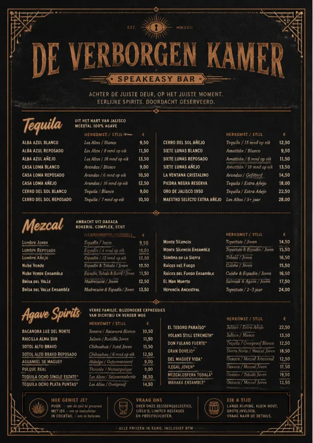 Speakeasy Spirits bar-menu menu template preview