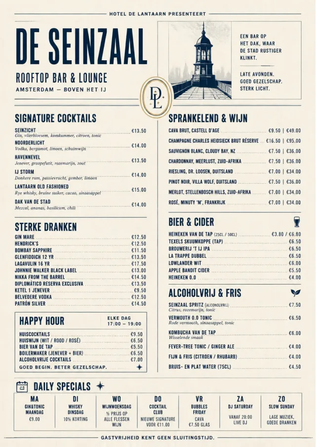 Luxury Hotel Lounge bar-menu menu template preview