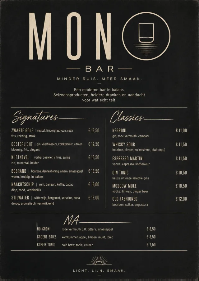 Mono Bar Minimal bar-menu menu template preview