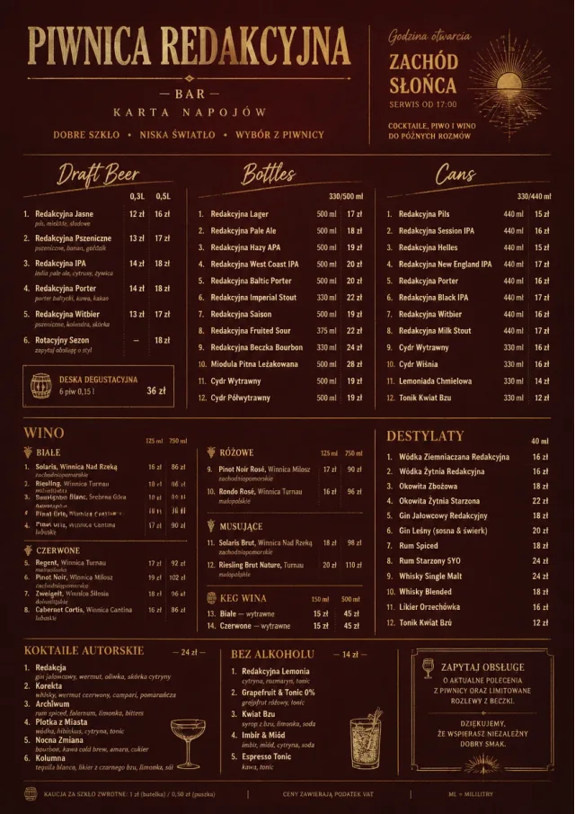 Editorial Cellar bar-menu menu template preview