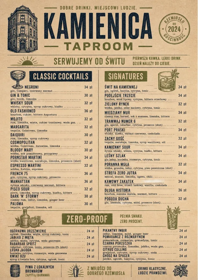 Heritage Taproom bar-menu menu template preview