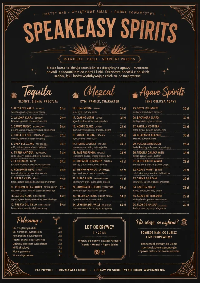 Speakeasy Spirits bar-menu menu template preview