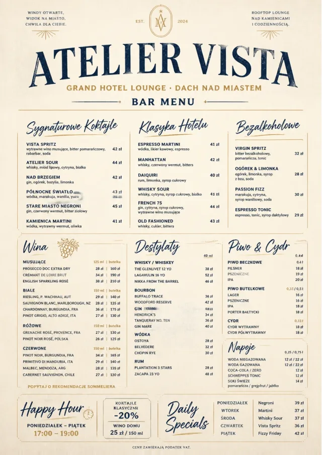 Luxury Hotel Lounge bar-menu menu template preview