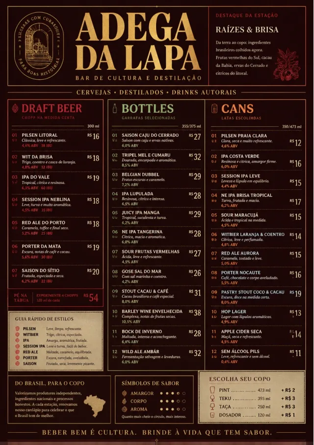 Editorial Cellar bar-menu menu template preview