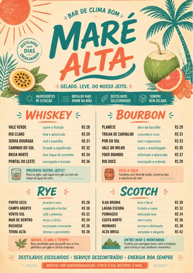 Tropical Refresh bar-menu menu template preview