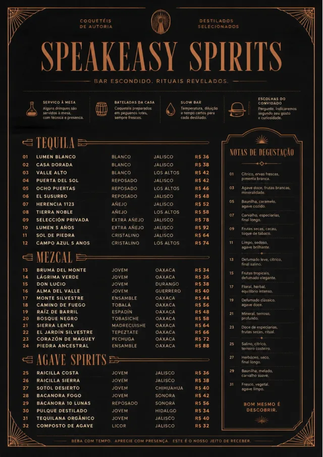 Speakeasy Spirits bar-menu menu template preview