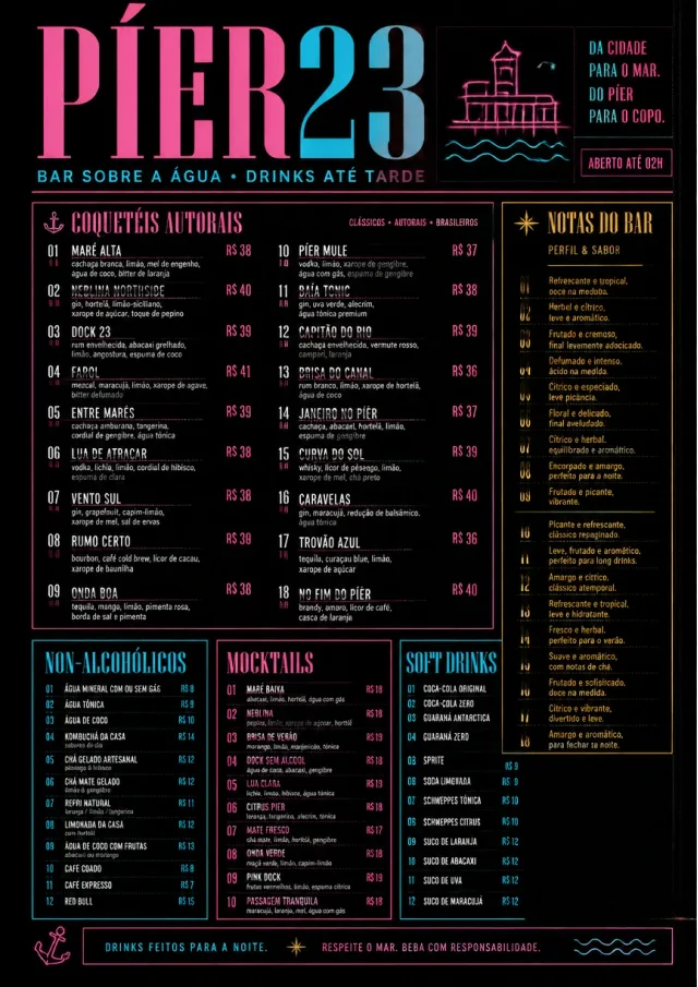 Neon Night Pour bar-menu menu template preview