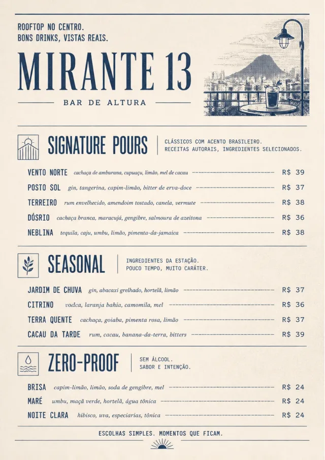 Boutique Pour Card bar-menu menu template preview