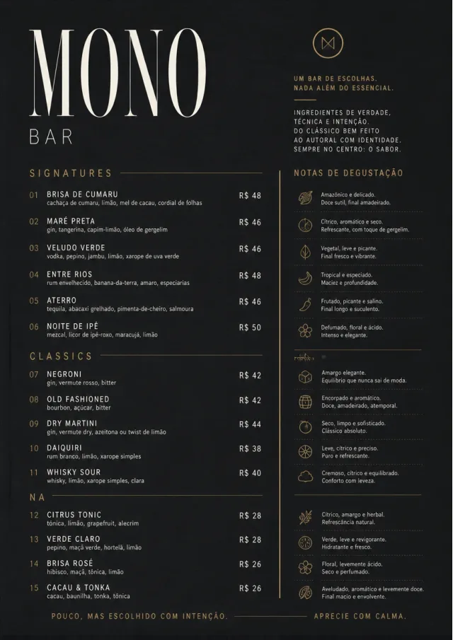 Mono Bar Minimal bar-menu menu template preview