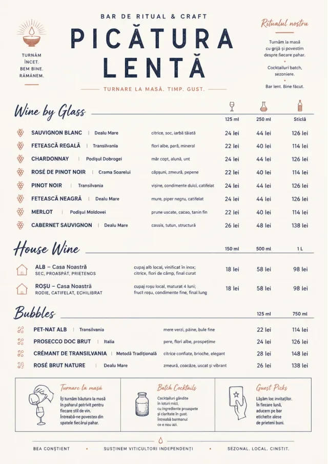 Modern Minimal Pour bar-menu menu template preview