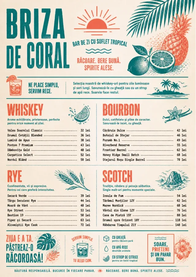 Tropical Refresh bar-menu menu template preview