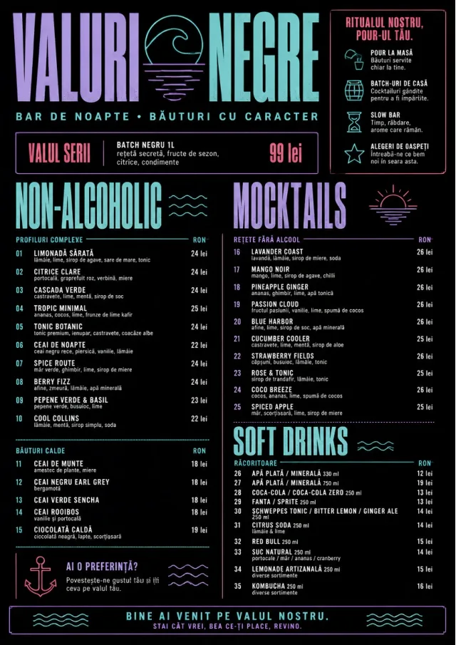 Neon Night Pour bar-menu menu template preview