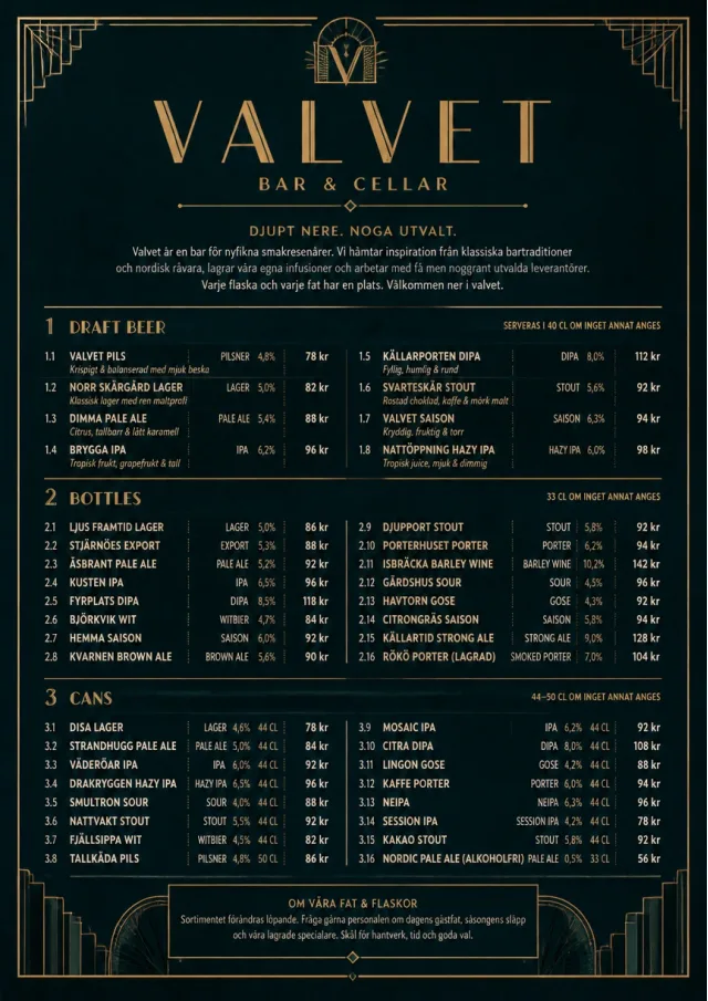Editorial Cellar bar-menu menu template preview