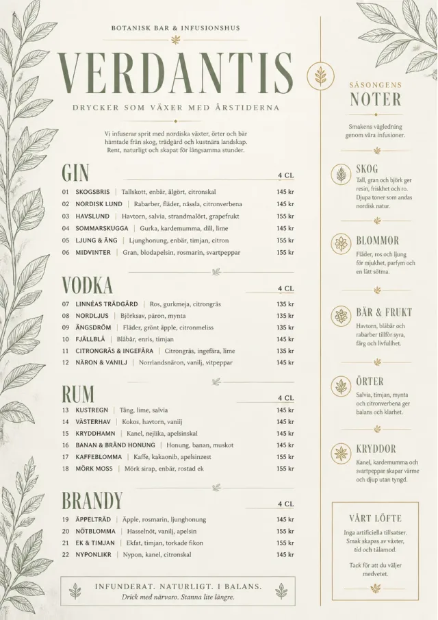 Botanical Infusion bar-menu menu template preview