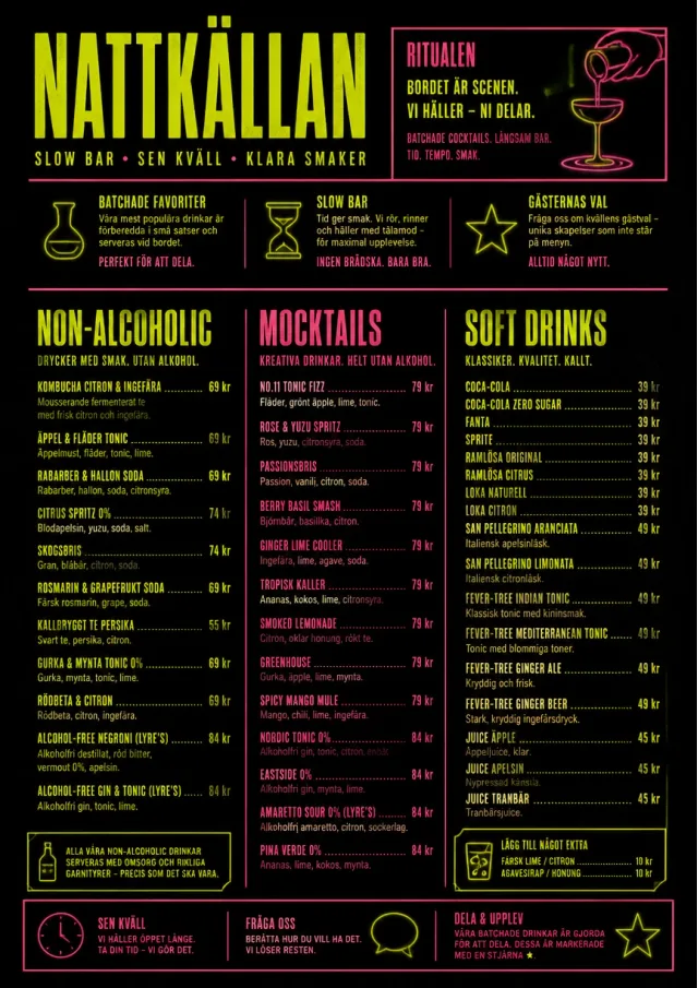 Neon Night Pour bar-menu menu template preview