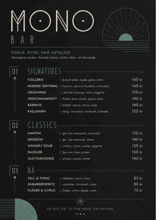 Mono Bar Minimal bar-menu menu template preview
