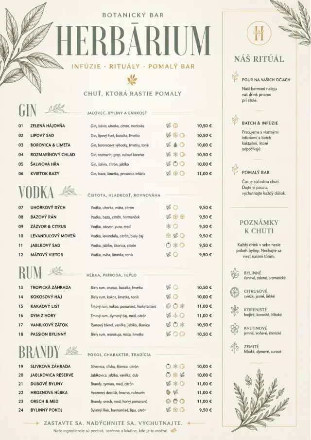 Botanical Infusion bar-menu menu template preview